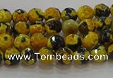 CAG9451 15.5 inches 6mm faceted round fire crackle agate beads