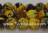 CAG9453 15.5 inches 10mm faceted round fire crackle agate beads