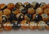 CAG9456 15.5 inches 6mm faceted round fire crackle agate beads