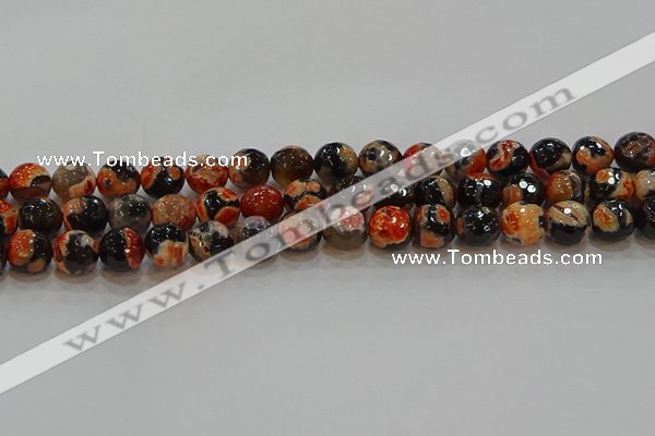 CAG9458 15.5 inches 10mm faceted round fire crackle agate beads