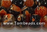 CAG9459 15.5 inches 12mm faceted round fire crackle agate beads