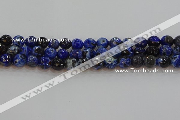 CAG9463 15.5 inches 10mm faceted round fire crackle agate beads