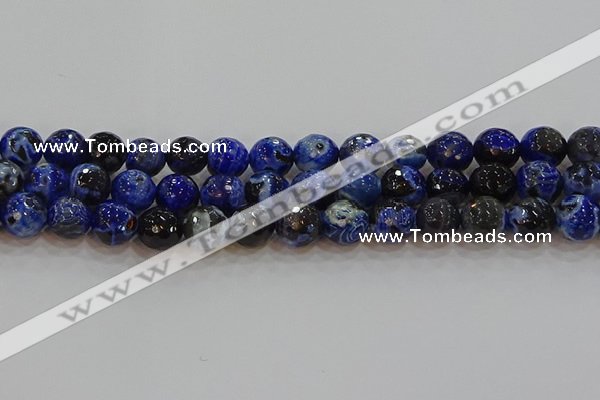 CAG9464 15.5 inches 12mm faceted round fire crackle agate beads