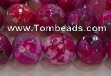 CAG9469 15.5 inches 12mm faceted round fire crackle agate beads