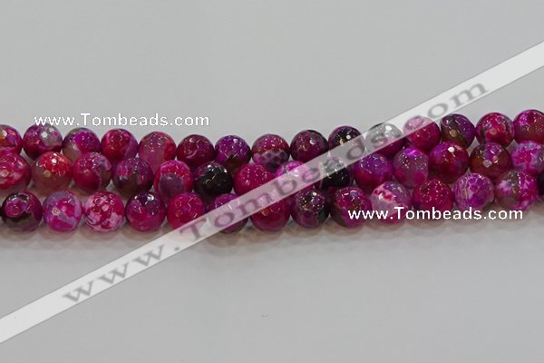 CAG9469 15.5 inches 12mm faceted round fire crackle agate beads