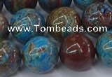 CAG9476 15.5 inches 14mm round blue crazy lace agate beads