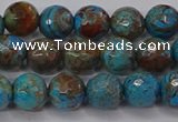 CAG9482 15.5 inches 8mm faceted round blue crazy lace agate beads