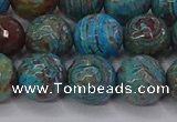 CAG9483 15.5 inches 10mm faceted round blue crazy lace agate beads