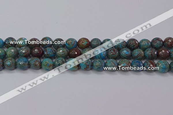 CAG9483 15.5 inches 10mm faceted round blue crazy lace agate beads