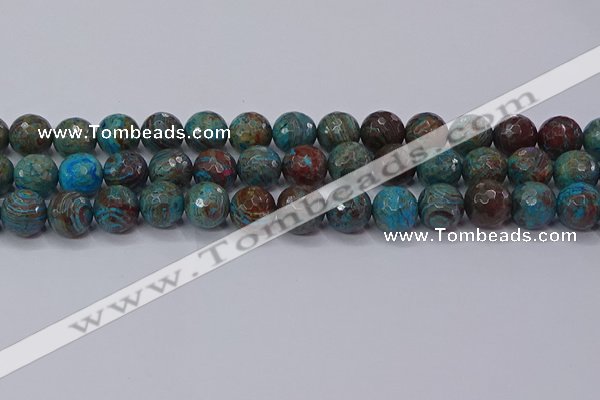 CAG9484 15.5 inches 12mm faceted round blue crazy lace agate beads