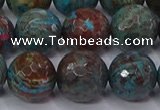 CAG9485 15.5 inches 14mm faceted round blue crazy lace agate beads