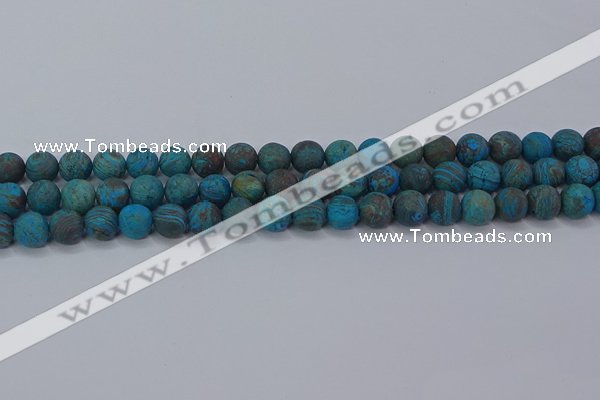 CAG9494 15.5 inches 8mm round matte blue crazy lace agate beads