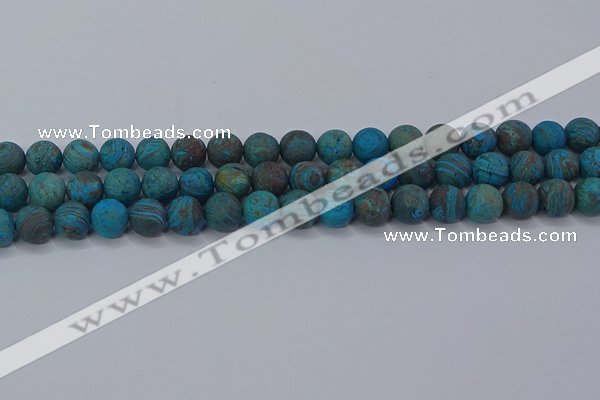 CAG9495 15.5 inches 10mm round matte blue crazy lace agate beads