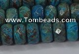 CAG9505 15.5 inches 6*10mm faceted rondelle blue crazy lace agate beads