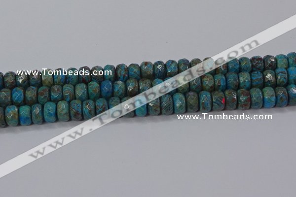 CAG9505 15.5 inches 6*10mm faceted rondelle blue crazy lace agate beads