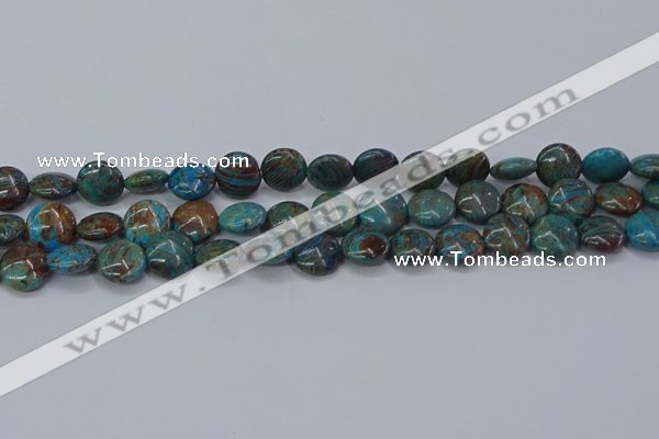 CAG9514 15.5 inches 12mm flat round blue crazy lace agate beads