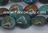 CAG9515 15.5 inches 14mm flat round blue crazy lace agate beads