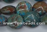 CAG9516 15.5 inches 16mm flat round blue crazy lace agate beads