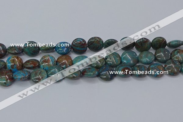 CAG9516 15.5 inches 16mm flat round blue crazy lace agate beads