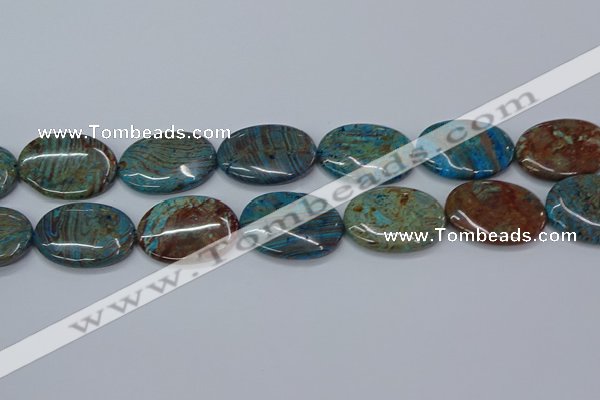 CAG9526 15.5 inches 25*35mm oval blue crazy lace agate beads