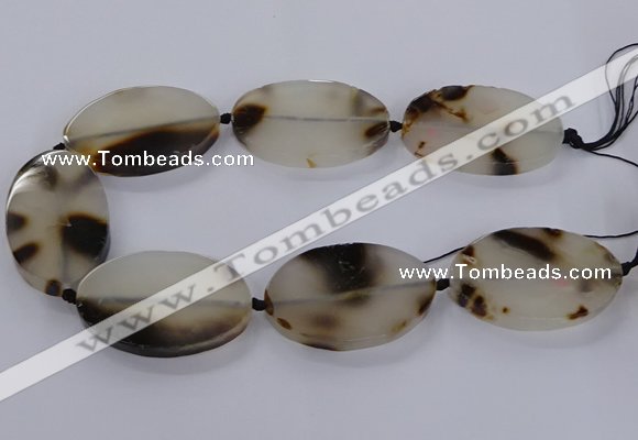 CAG9534 15.5 inches 35*55mm oval grey agate gemstone beads