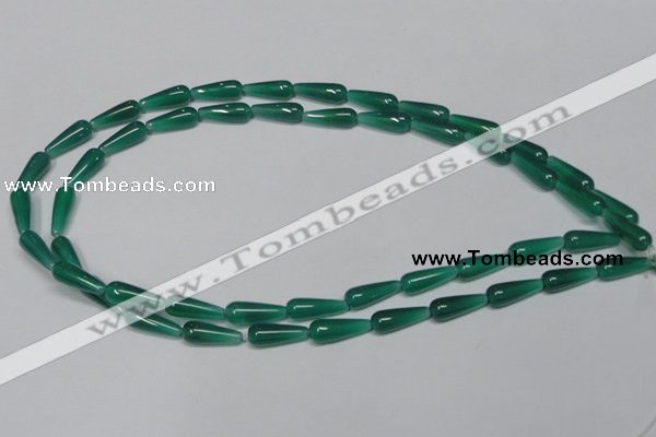 CAG957 15.5 inches 6*16mm teardrpop green agate gemstone beads