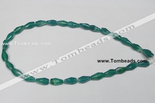 CAG958 15.5 inches 8*14mm faceted rice green agate gemstone beads