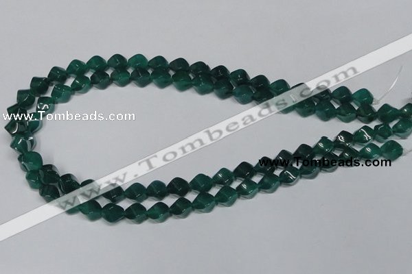 CAG960 15.5 inches 8*10mm twisted rice green agate gemstone beads