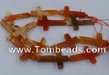 CAG9628 15.5 inches 32*48mm - 35*50mm cross dragon veins agate beads