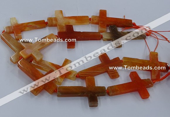 CAG9628 15.5 inches 32*48mm - 35*50mm cross dragon veins agate beads