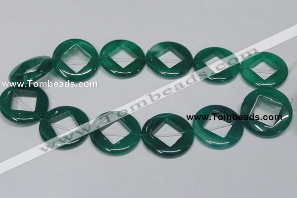 CAG966 15.5 inches 32mm donut green agate gemstone beads wholesale