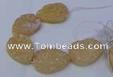 CAG9671 7.5 inches 30*40mm teardrop champagne plated druzy agate beads