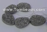 CAG9672 7.5 inches 30*40mm teardrop silver plated druzy agate beads