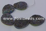 CAG9674 7.5 inches 30*40mm teardrop rainbow plated druzy agate beads