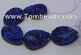 CAG9676 7.5 inches 30*40mm teardrop blue plated druzy agate beads