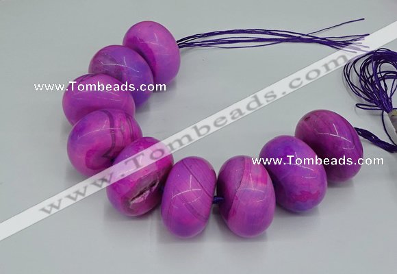 CAG9682 7.5 inches 20*35mm rondelle agate gemstone beads