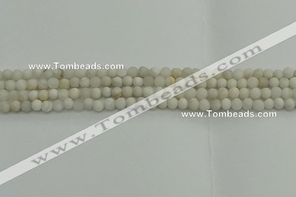 CAG9700 15.5 inches 4mm round matte grey agate beads wholesale