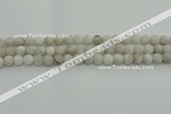 CAG9702 15.5 inches 8mm round matte grey agate beads wholesale