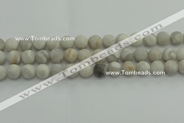 CAG9704 15.5 inches 12mm round matte grey agate beads wholesale