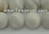 CAG9705 15.5 inches 14mm round matte grey agate beads wholesale