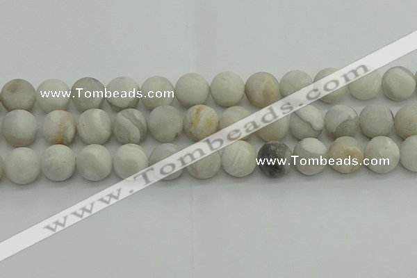 CAG9705 15.5 inches 14mm round matte grey agate beads wholesale