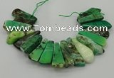 CAG9726 Top drilled 15*35mm - 18*40mm freeform grass agate beads