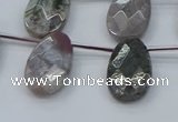 CAG9746 Top drilled 13*22mm faceted flat teardrop Indian agate beads