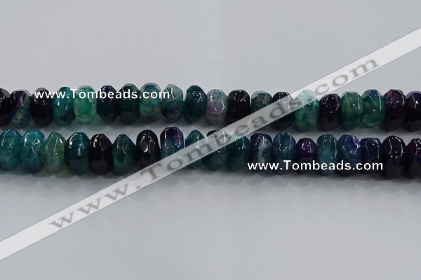 CAG9767 15.5 inches 8*16mm faceted rondelle agate gemstone beads