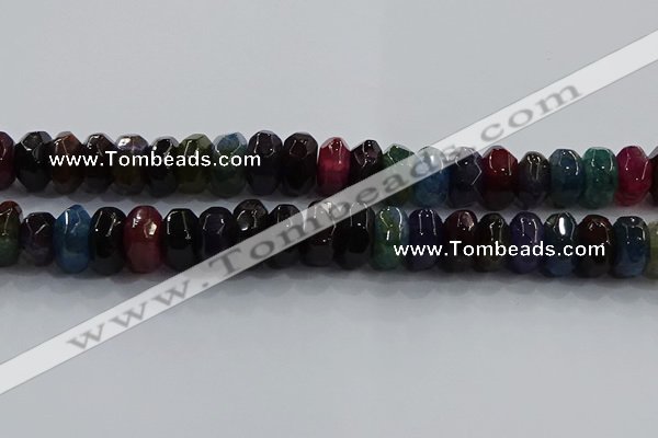 CAG9771 15.5 inches 8*16mm faceted rondelle agate gemstone beads