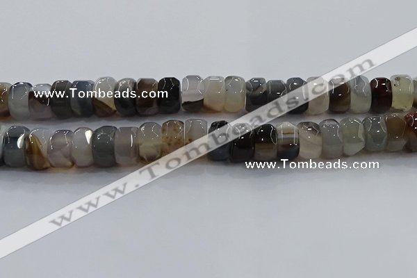 CAG9775 15.5 inches 8*16mm faceted rondelle agate gemstone beads