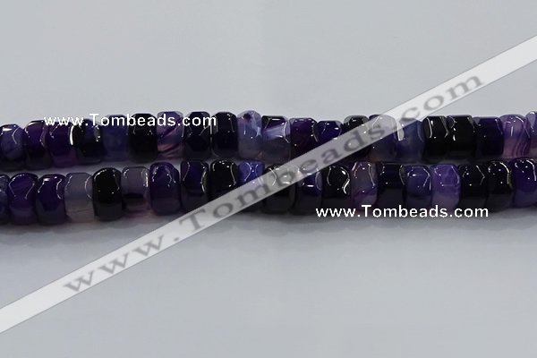 CAG9778 15.5 inches 8*16mm faceted rondelle agate gemstone beads