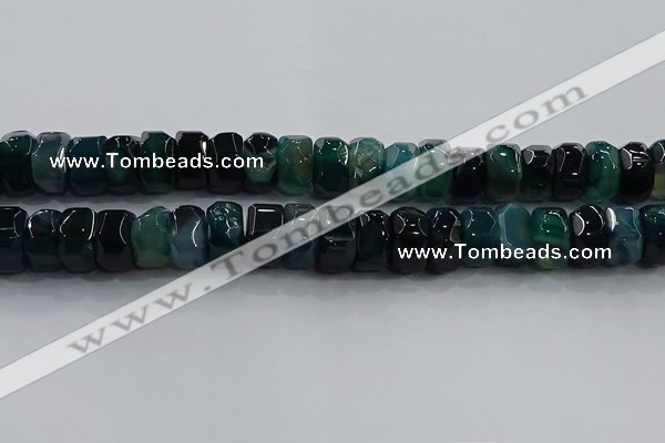 CAG9784 15.5 inches 8*16mm faceted rondelle agate gemstone beads