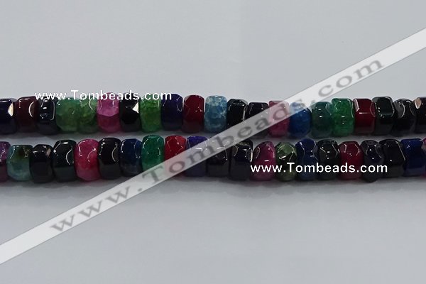 CAG9788 15.5 inches 8*16mm faceted rondelle agate gemstone beads