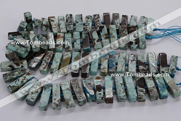 CAG9798 15.5 inches 9*25mm - 10*35mm cuboid ocean agate beads